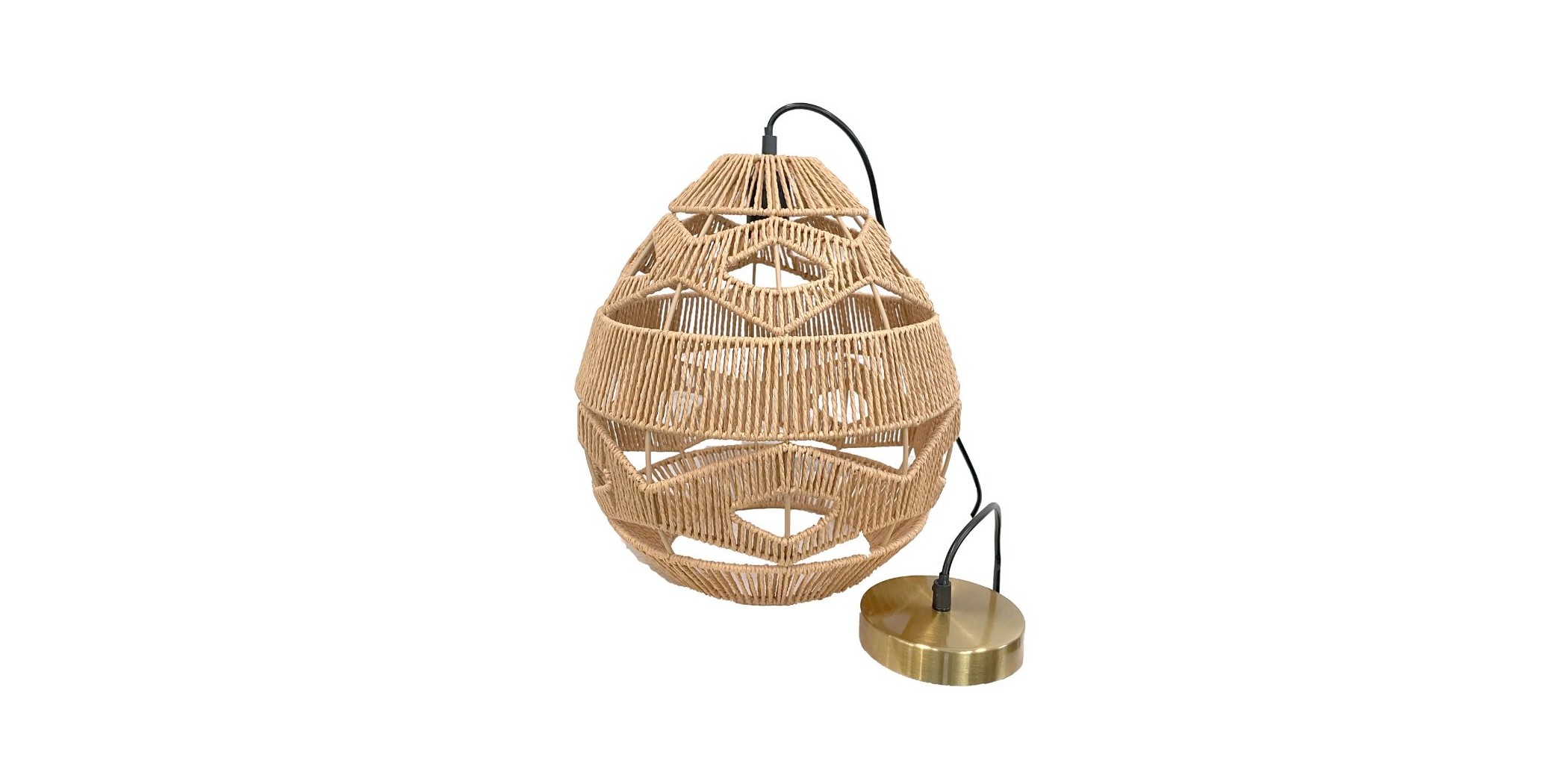 Pendant Lamp Rope & Metal D30x38cm