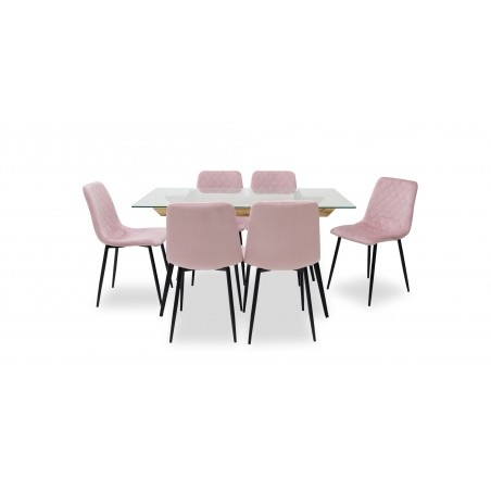 Chewy Table and 6 Chairs Pink Fabric
