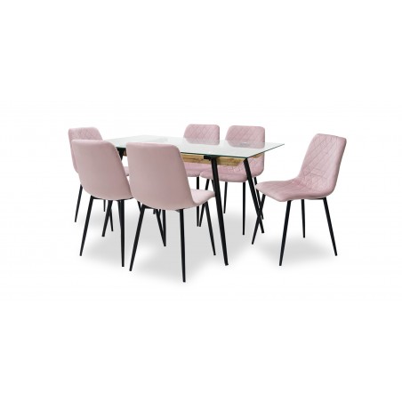 Chewy Table and 6 Chairs Pink Fabric