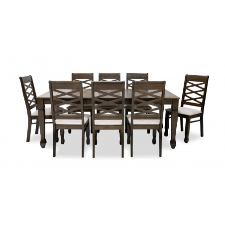 Nairobi Table and 8 chairs Rubberwood Merlot Color Fabric FUR-0595-2