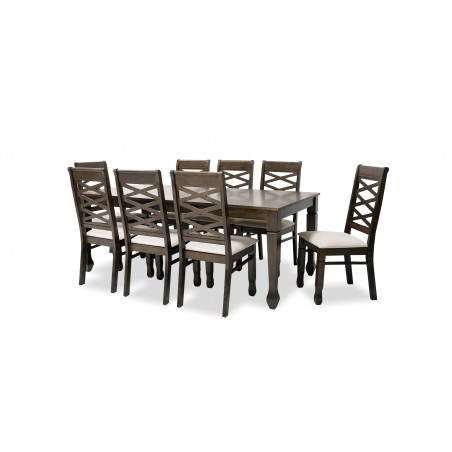 Nairobi Table and 8 chairs Rubberwood Merlot Color Fabric FUR-0595-2