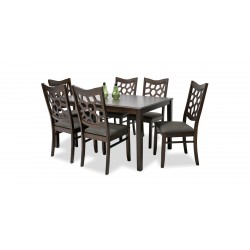 Ranger Table and 6 Chairs Rubberwood Dark Walnut Fabric G-R-Espresso