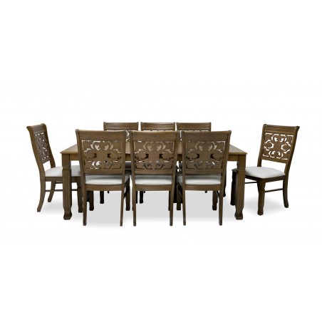 Lexington Table and 8 Chairs Antique Nyatuh Fabric FUR-0595-1