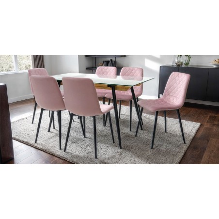 Chewy Table and 6 Chairs Pink Fabric