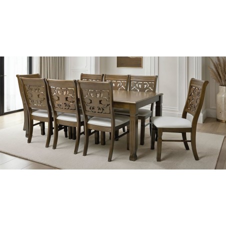 Lexington Table and 8 Chairs Antique Nyatuh Fabric FUR-0595-1