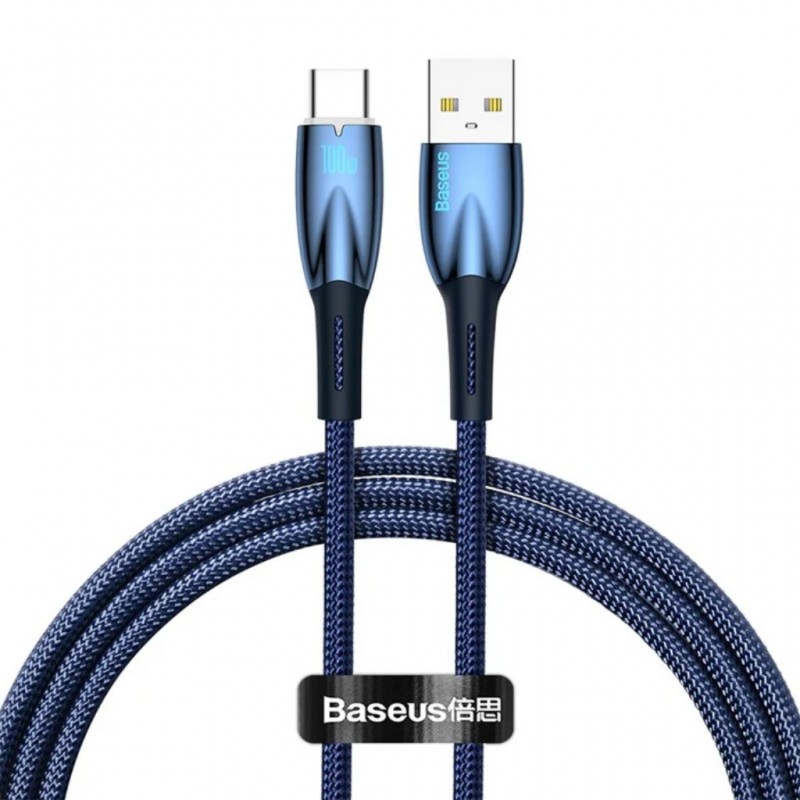 Baseus Glimmer Series Fast Charging 100w 1m Blue Data Cable USB To Type-C Cadh000403