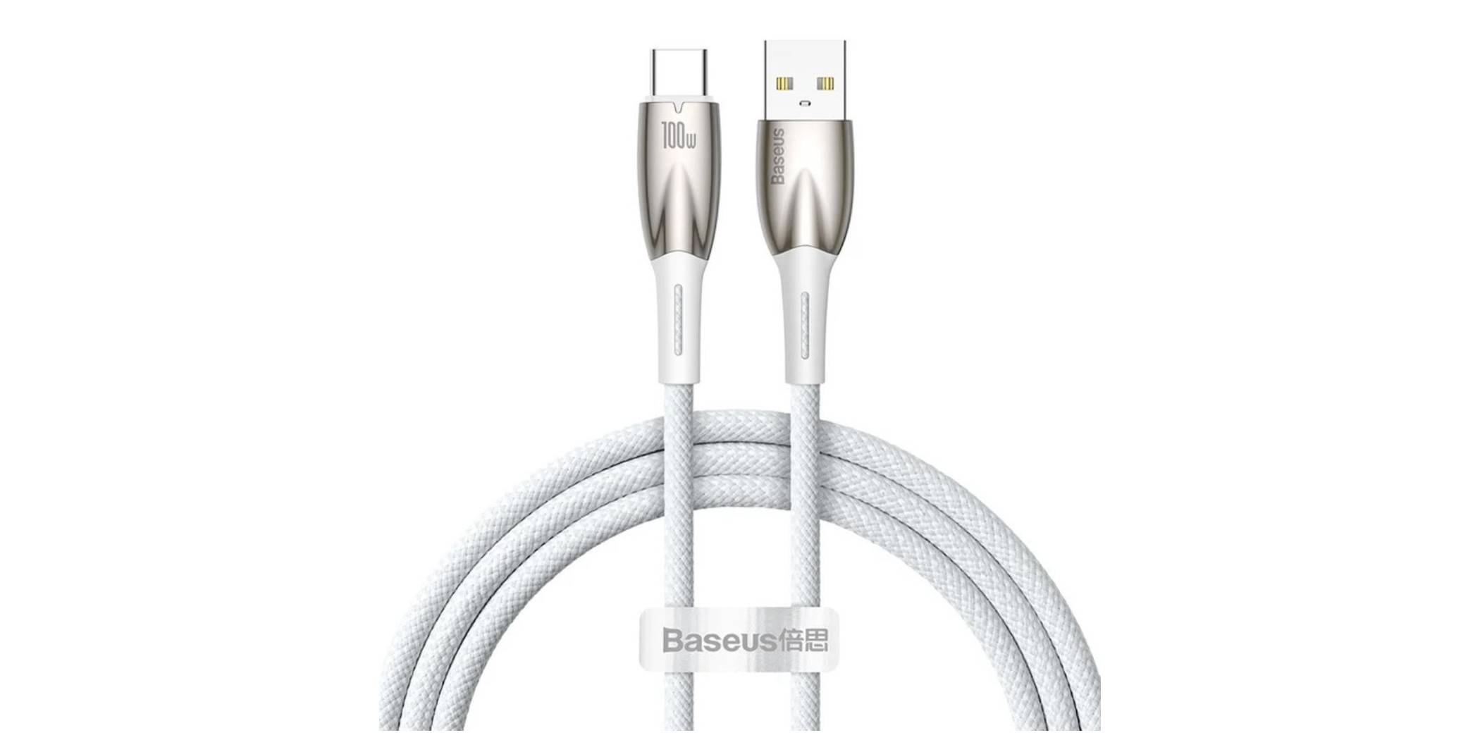 Baseus Glimmer Series Fast Charging 100w 1m White Data Cable USB To Type-C Cadh000402