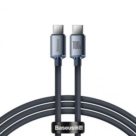 Baseus Crystal Shine Fast Charging 100w 1.2m Black Data Cable Type-C To Type-C Cajy000601