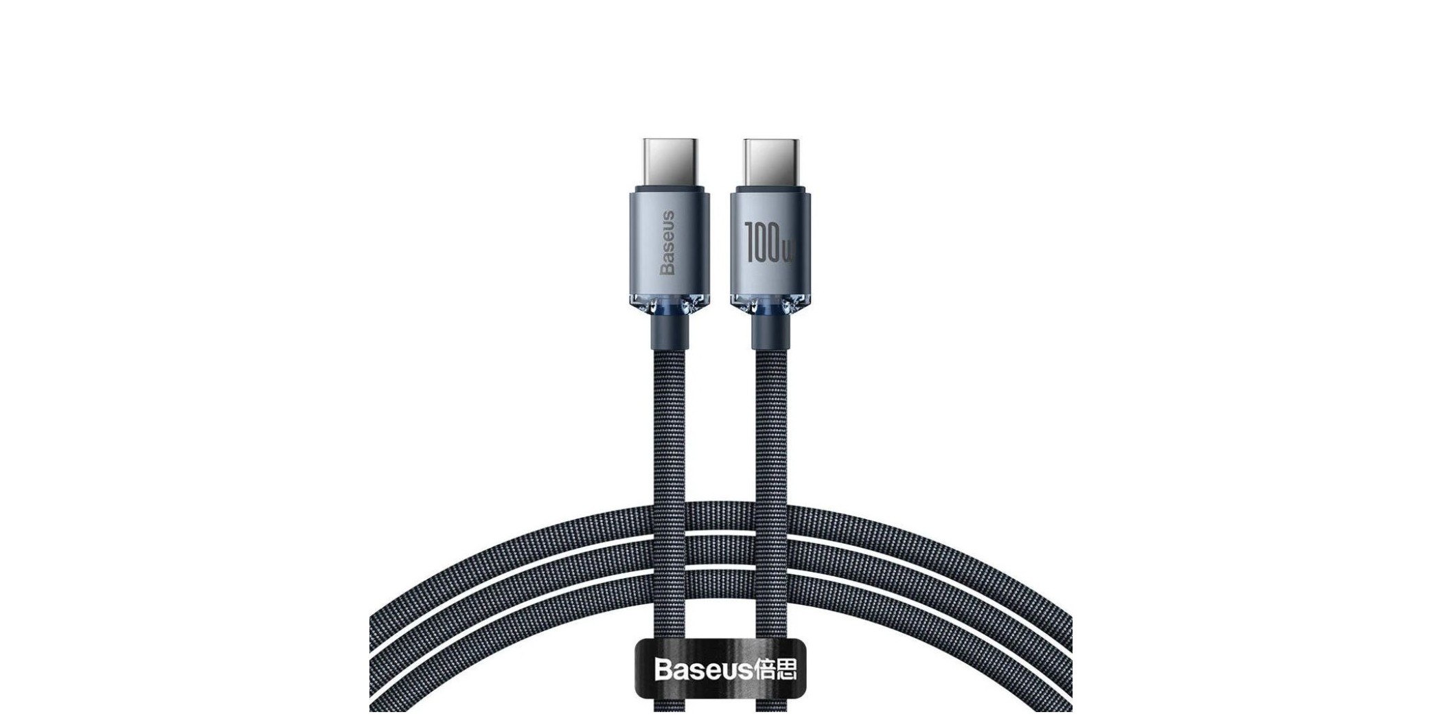 Baseus Crystal Shine Fast Charging 100w 1.2m Black Data Cable Type-C To Type-C Cajy000601