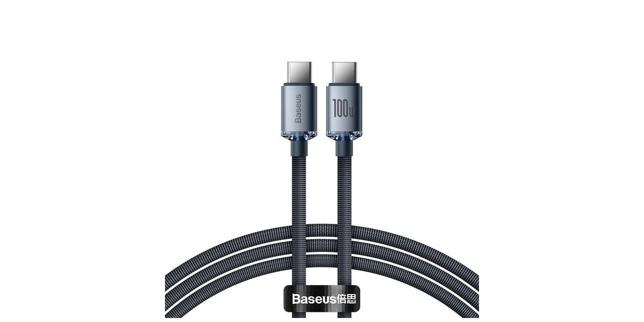 Baseus Crystal Shine Fast Charging 100w 2m Black Data Cable Type-C To Type-C Cajy000701