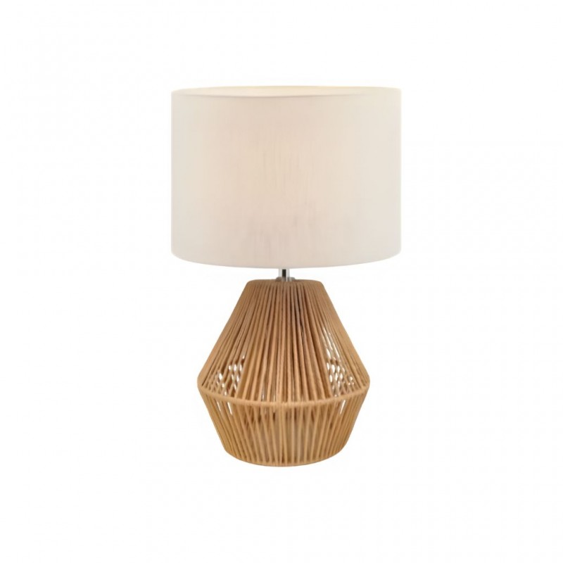 Table Lamp With Rope, Metal & Fabric 25x25x46cm