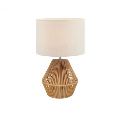 Table Lamp With Rope, Metal & Fabric 25x25x46cm