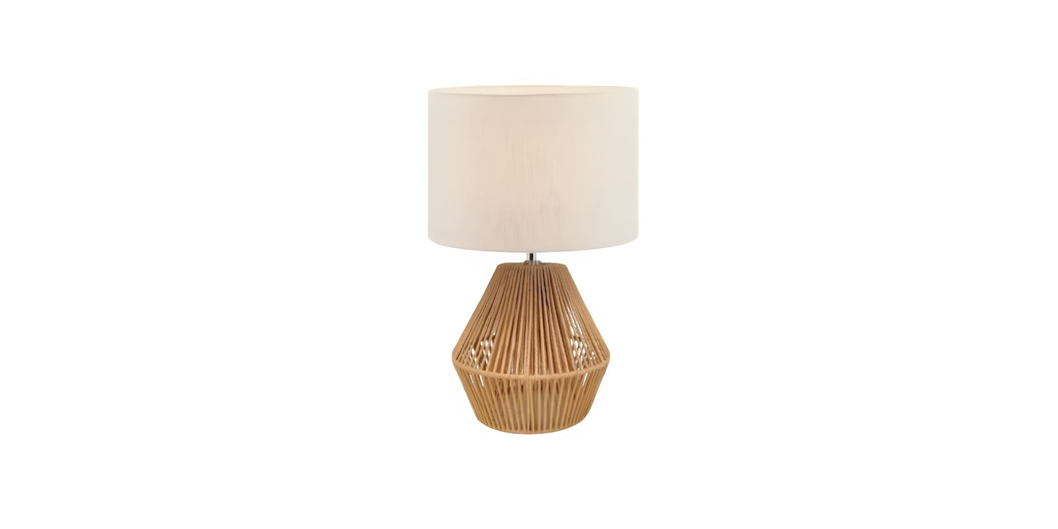 Table Lamp With Rope, Metal & Fabric 25x25x46cm