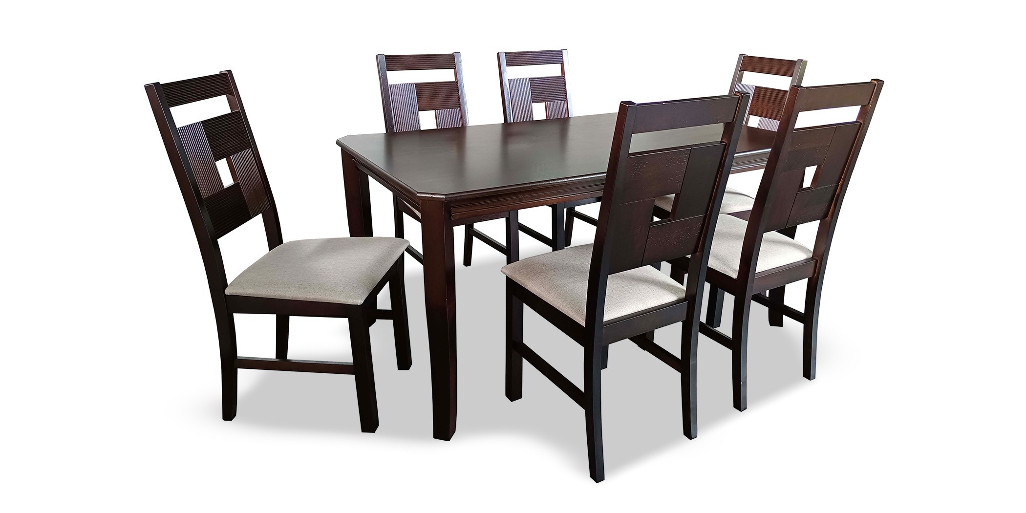 Salome Table and 6 Chairs Cappuccino Rubberwood
