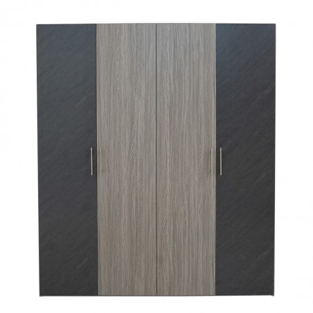 Linea Wardrobe 4 Doors Stone Grey & Mistrale Grey In MDF / Particle Board