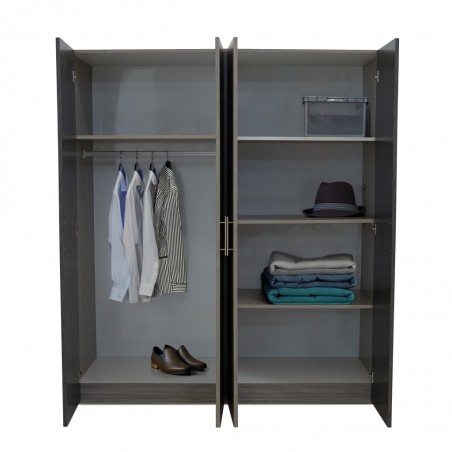 Linea Wardrobe 4 Doors Stone Grey & Mistrale Grey In MDF / Particle Board