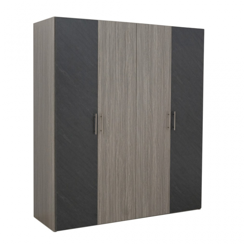 Linea Wardrobe 4 Doors Stone Grey & Mistrale Grey In MDF / Particle Board Linea Wardrobe 4 Doors Stone Grey & Mistrale Grey In MDF / Particle Board
