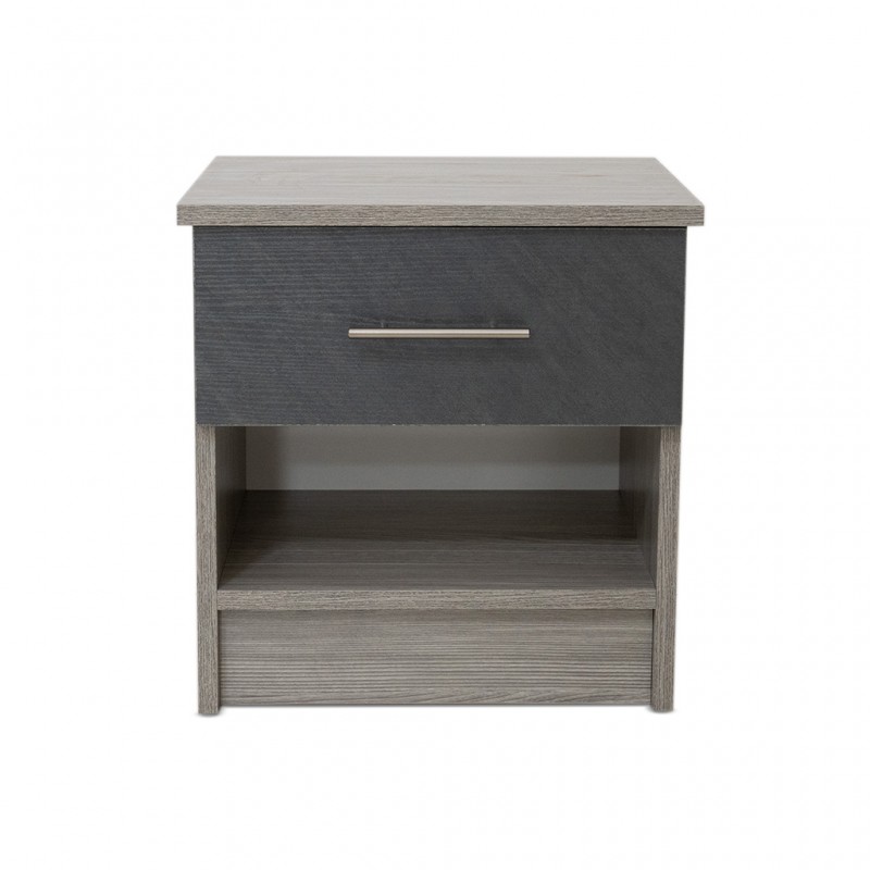 Linea Night Table Stone Grey & Mistrale Grey In MDF / Particle Board