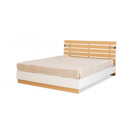 Sunrise Bed 180x200 cm With Led Lights  Light Oak And Coconut White In MDF/Particle Board
