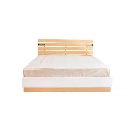 Sunrise Bed 180x200 cm With Led Lights  Light Oak And Coconut White In MDF/Particle Board