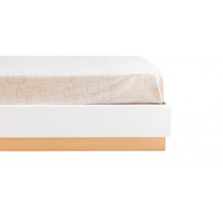Sunrise Bed 180x200 cm With Led Lights  Light Oak And Coconut White In MDF/Particle Board