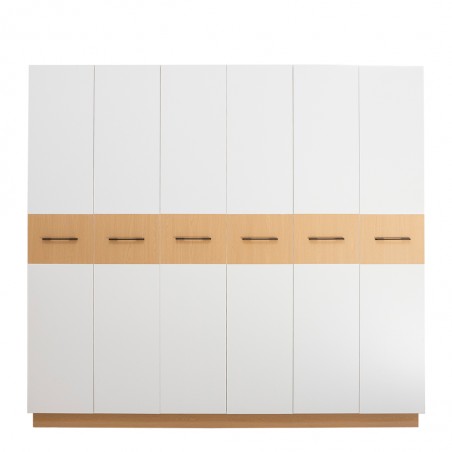 Sunrise Wardrobe 6 Doors Light Oak & Coconut White In MDF/PB