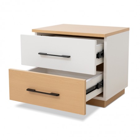 Sunrise Night Table Light Oak & Coconut White In MDF/PB