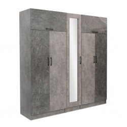 Montale Wardrobe 5 Doors & 2 Flap Doors Dark Ash Glossy And light Ash Matt With Mirror