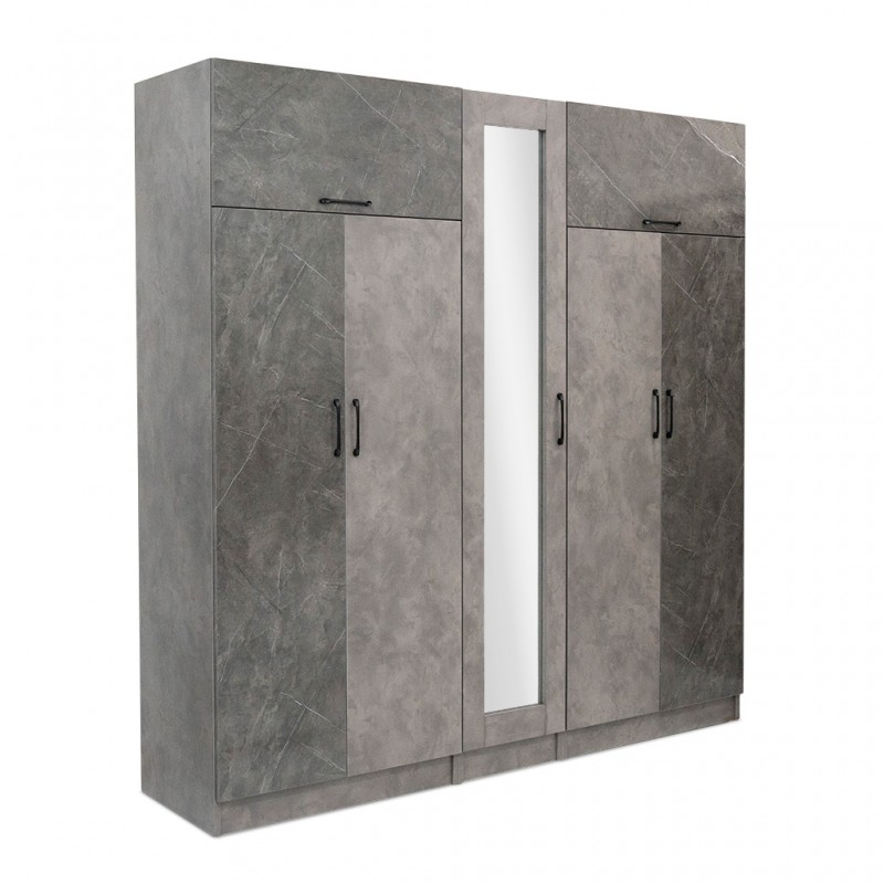 Montale Wardrobe 5 Doors & 2 Flap Doors Dark Ash Glossy And light Ash Matt With Mirror Montale Wardrobe 5 Doors & 2 Flap Doors Dark Ash Glossy And light Ash Matt With Mirror