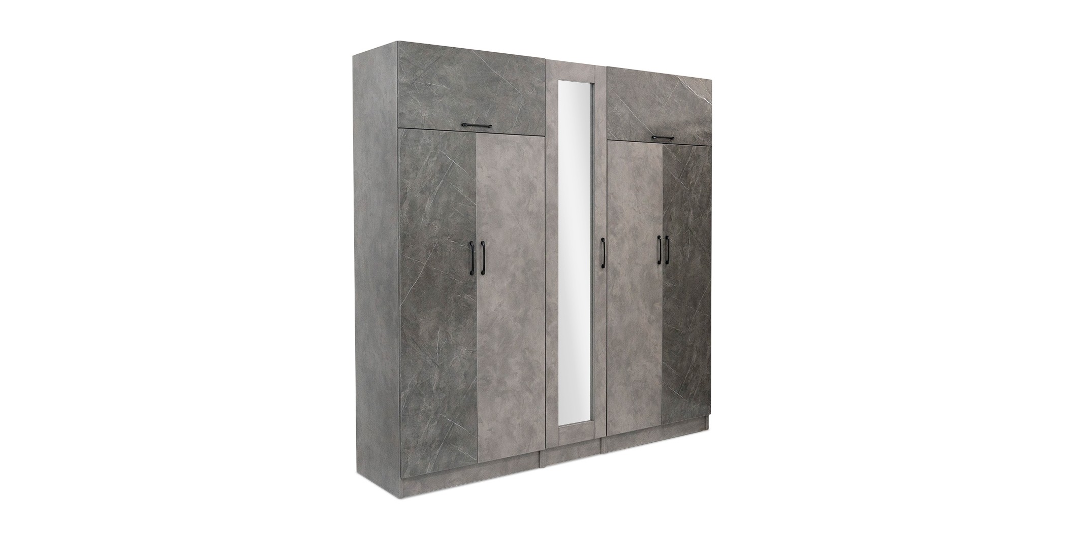 Montale Wardrobe 5 Doors & 2 Flap Doors Dark Ash Glossy And light Ash Matt With Mirror
