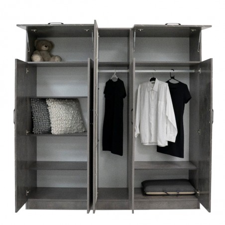 Montale Wardrobe 5 Doors & 2 Flap Doors Dark Ash Glossy And light Ash Matt With Mirror