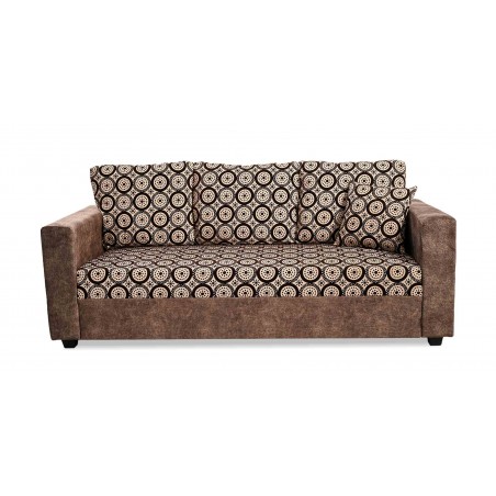 Conrad Sofa 3+2+1 Plain Brown & Pattern Fab