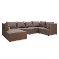 Elsee Corner LHF Chaise & Armless Chair Brown
