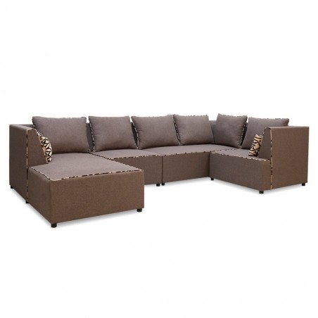 Elsee Corner LHF Chaise + RHF 2S + Armchair Fab Brown