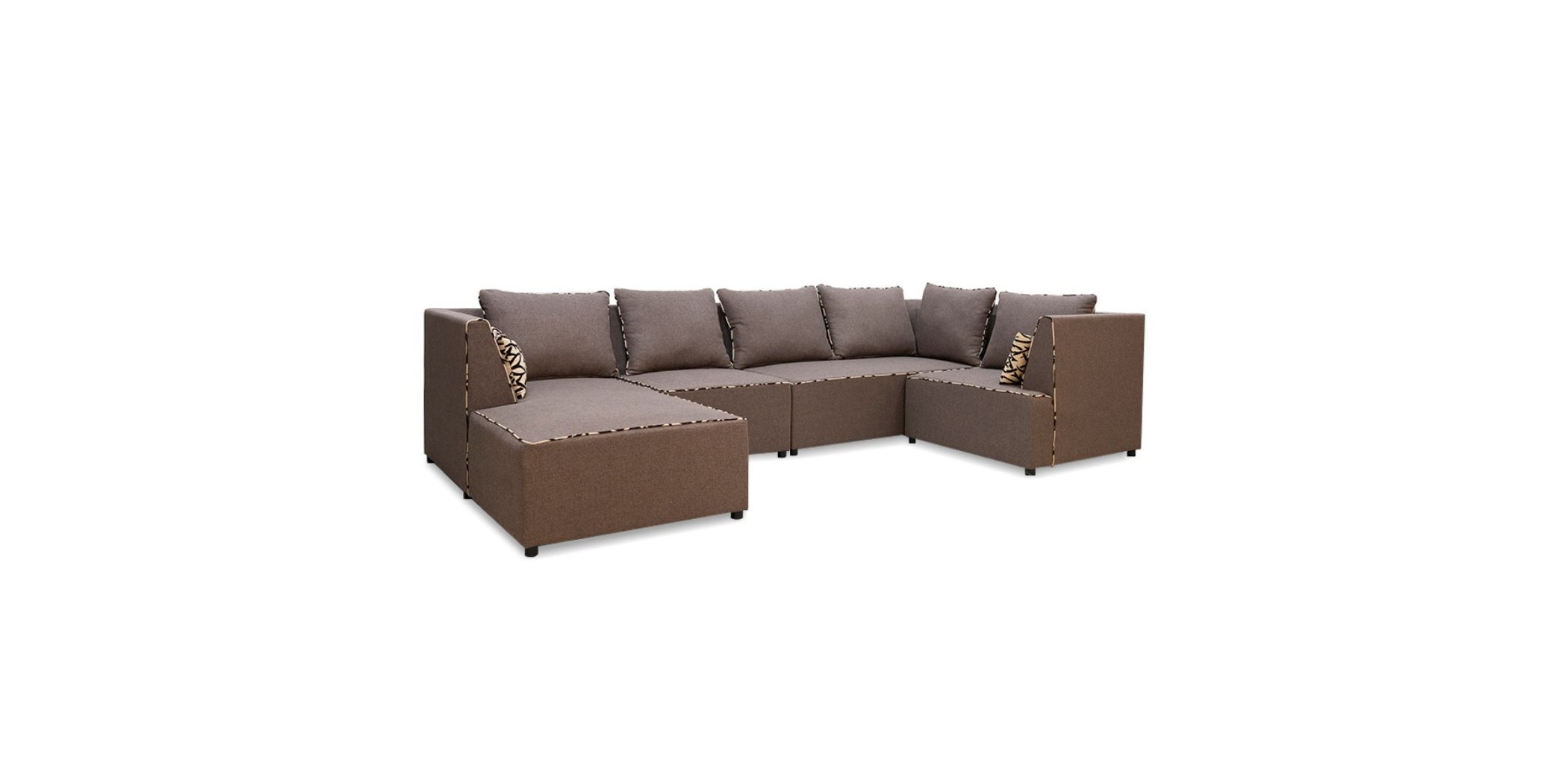 Elsee Corner LHF Chaise & Armless Chair Brown