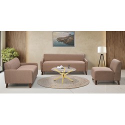 Asana Sofa 3+2+Armless Chair Brown Fabric