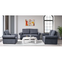 Lina Sofa 3+2+1 in Dark Grey Colour Fab