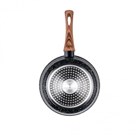 Westinghouse WCSP0085020MBB 20cm Forged Aluminum Black Marble Wood Saucepan With Glass Lid