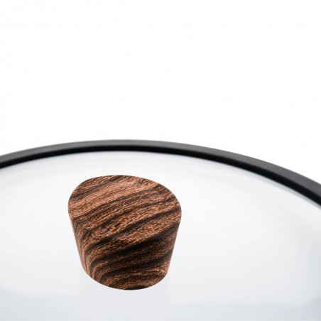 Westinghouse WCSP0085020MBB 20cm Forged Aluminum Black Marble Wood Saucepan With Glass Lid