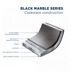 Westinghouse WCSP0085020MBB 20cm Forged Aluminum Black Marble Wood Saucepan With Glass Lid