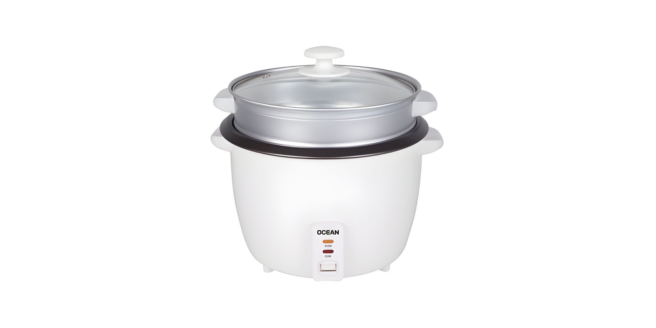 Ocean OCRCR 2810 WG 2.8L WH 2YW Rice Cooker With Steamer & Glass Lid RCR2810WG