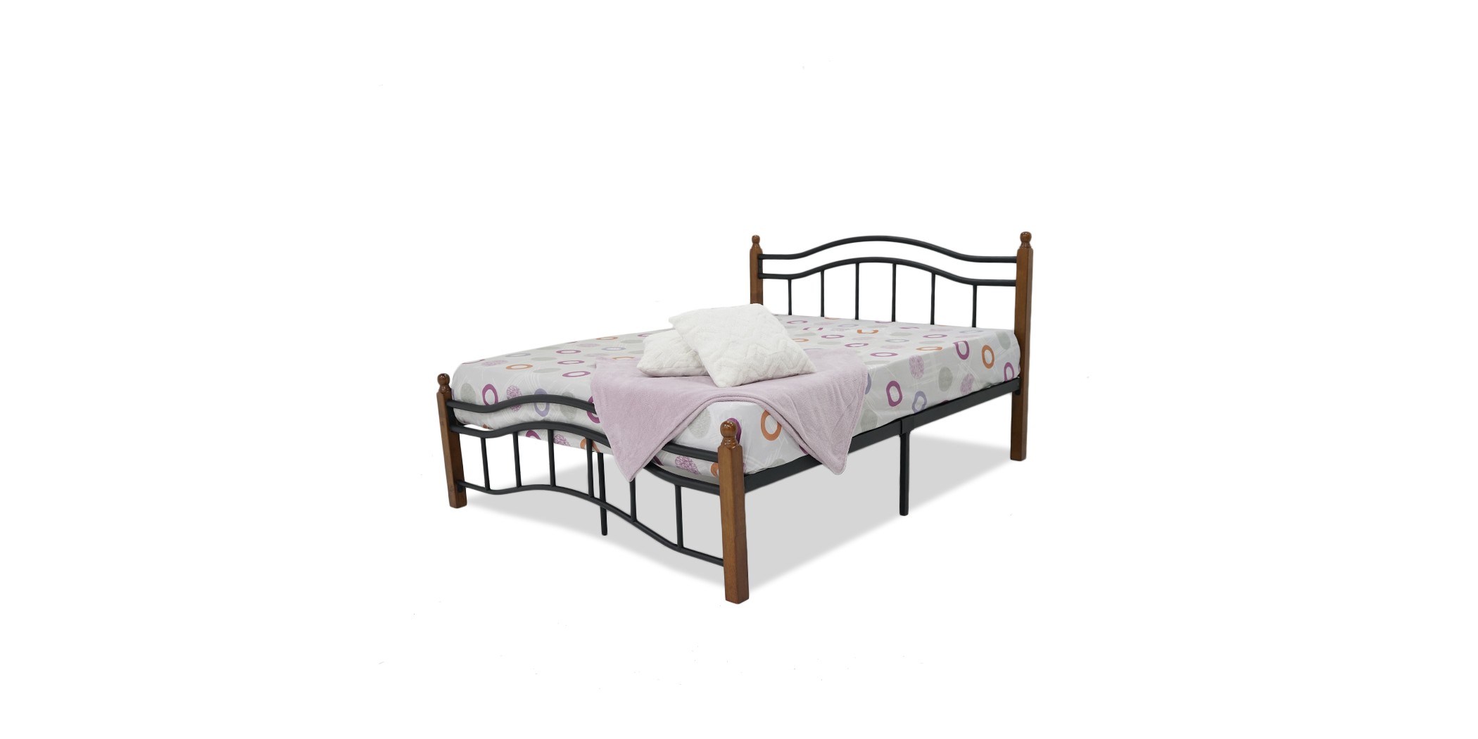Murphy Bed 150x190 cm Black Metal Rubberwood