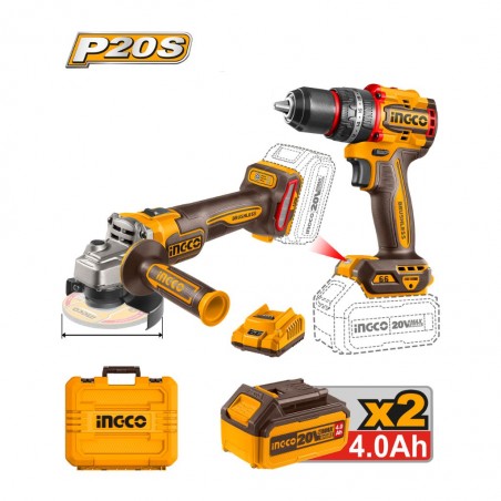 2Pcs Cordless Combo Kit CKLI20273 Angle Grinder and Impact Drill