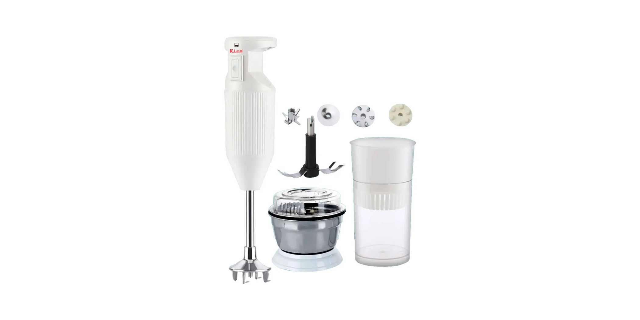 Rico HBCJ Hand Stick Blender 2YW With Stainless Steel Chutney Jar & Juicer Jar + Detachable Stainless Steel Blades
