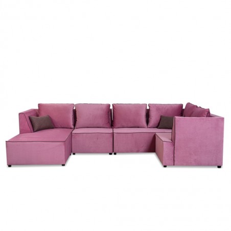 Elsee Corner LHF Chaise & Armless Chair Pink Col