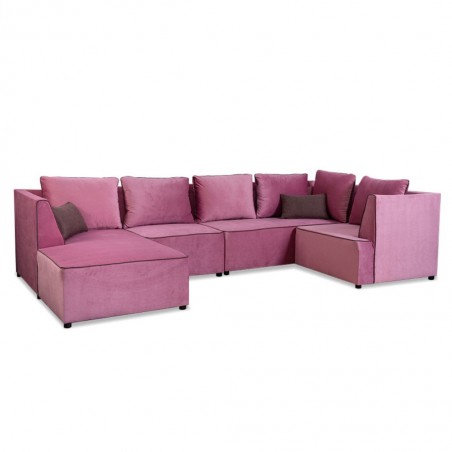 Elsee Corner LHF Chaise & Armless Chair Pink Col