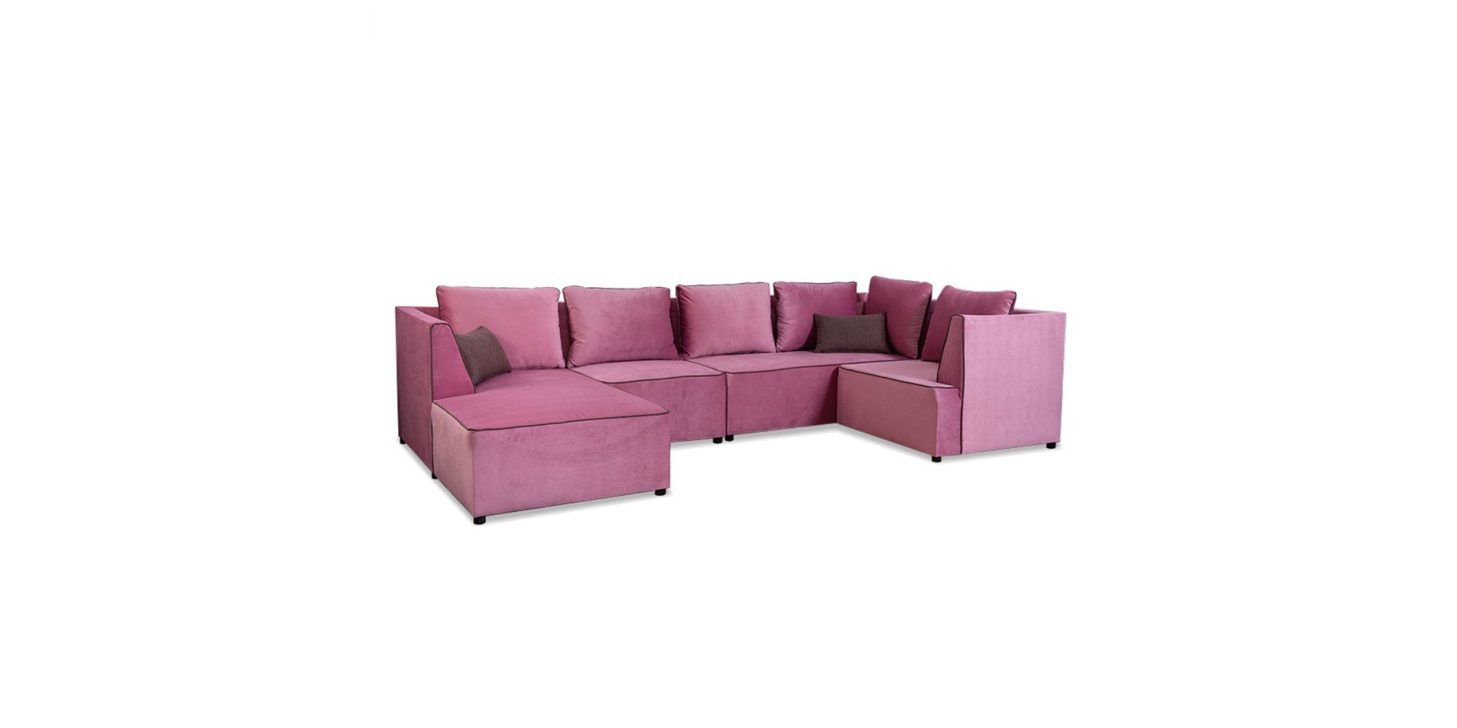 Elsee Corner LHF Chaise & Armless Chair Pink Col