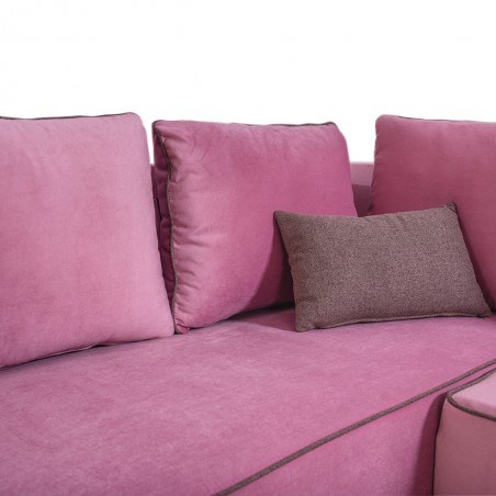 Elsee Corner LHF Chaise & Armless Chair Pink Col