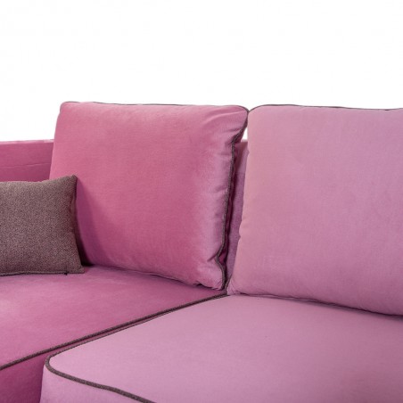 Elsee Corner LHF Chaise & Armless Chair Pink Col