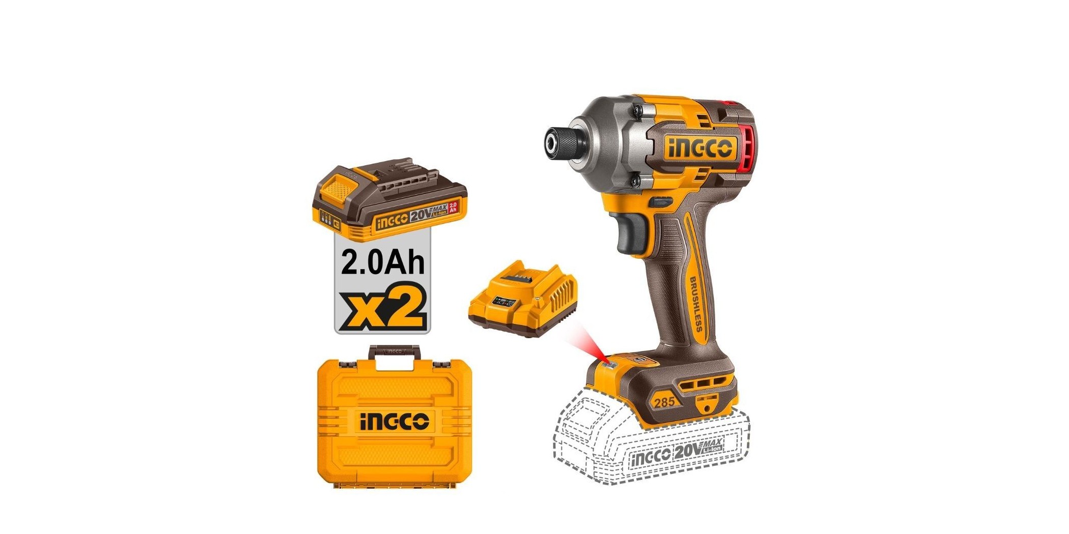 Ingco CIRLI2028 285NM Lithium Ion Impact Driver